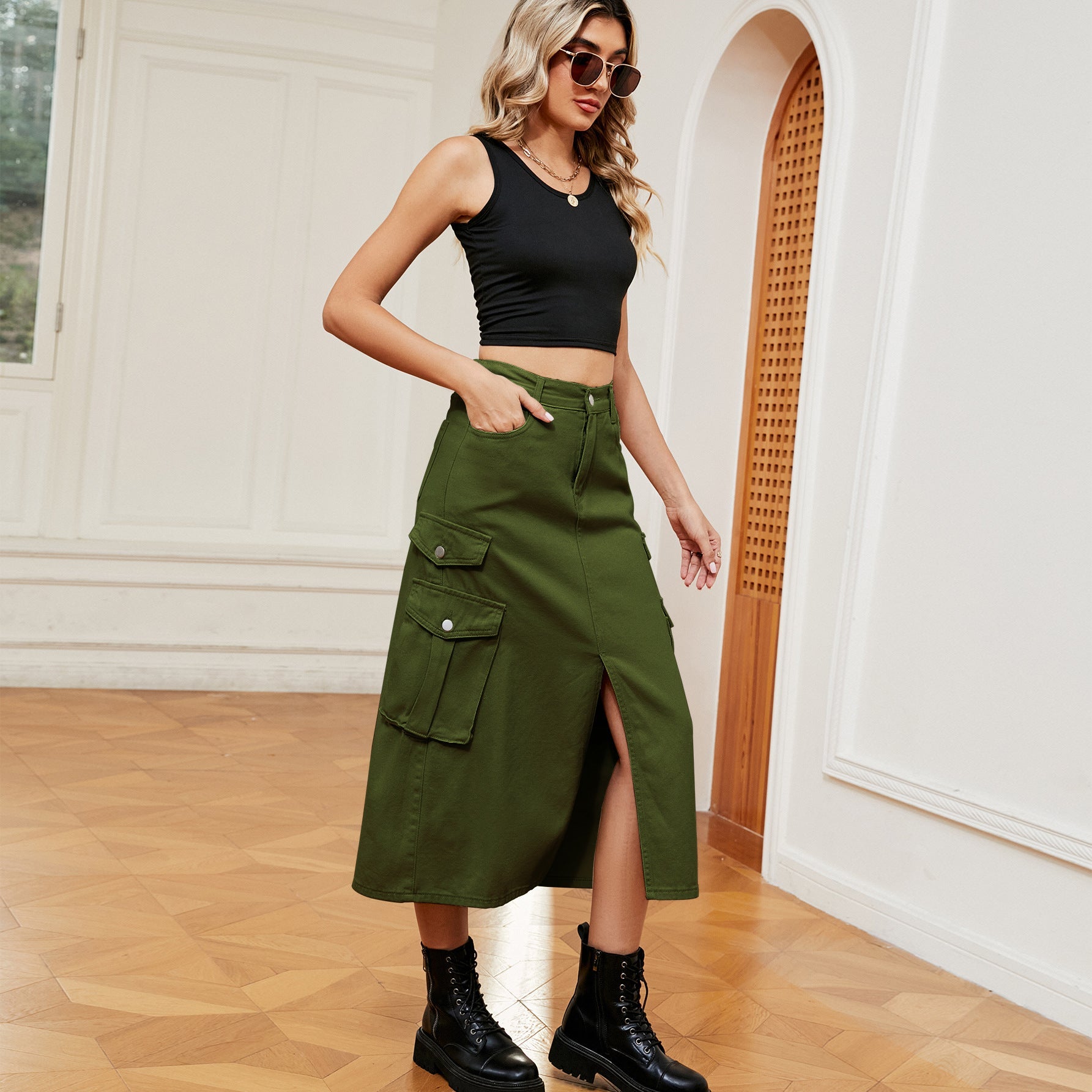 Jupe cargo pour femmes avec poches pratiques et coupe haute Chic und Stil-Short en jean-PARIS FEMME