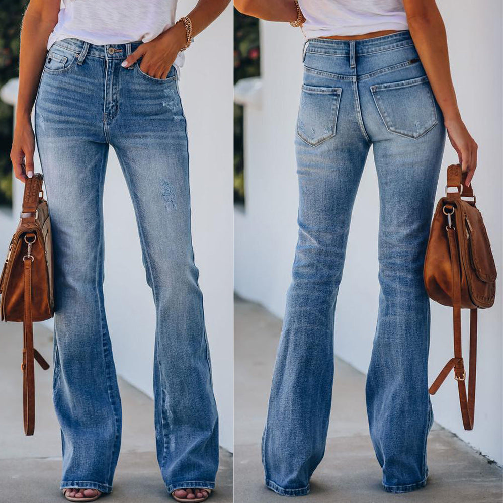 Jean évasé pour femmes avec taille haute et coupe décontractée Chic und Stil-Jeans-PARIS FEMME
