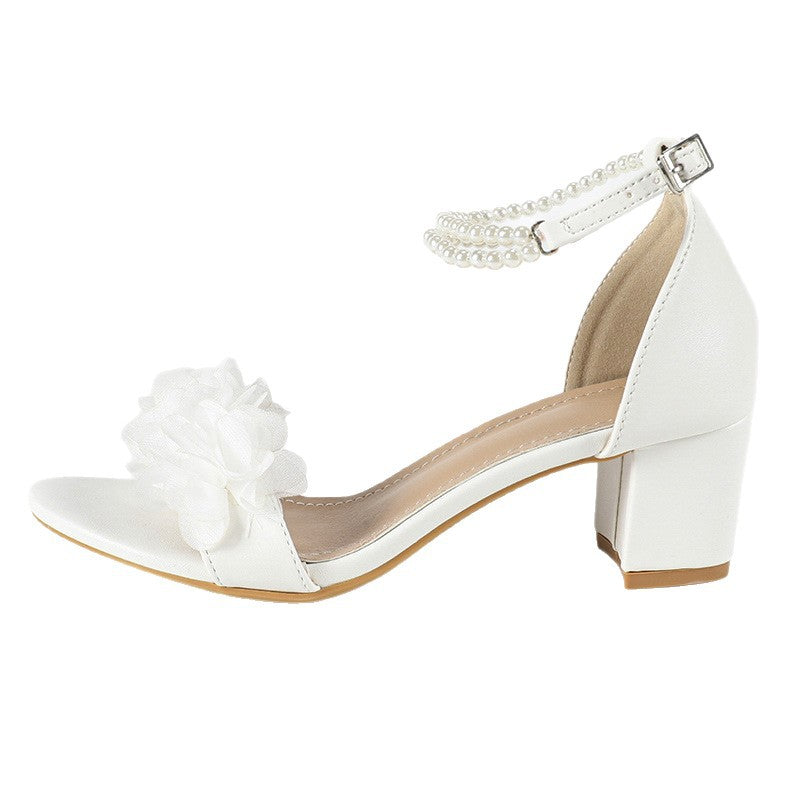 Sandales femme été | Nœud, broderie perles, semelle antidérapante
