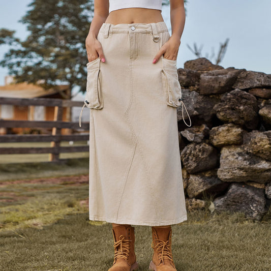 Jupe maxi pour femmes au style utilitaire avec poches pratiques Chic und Stil-Short en jean-PARIS FEMME