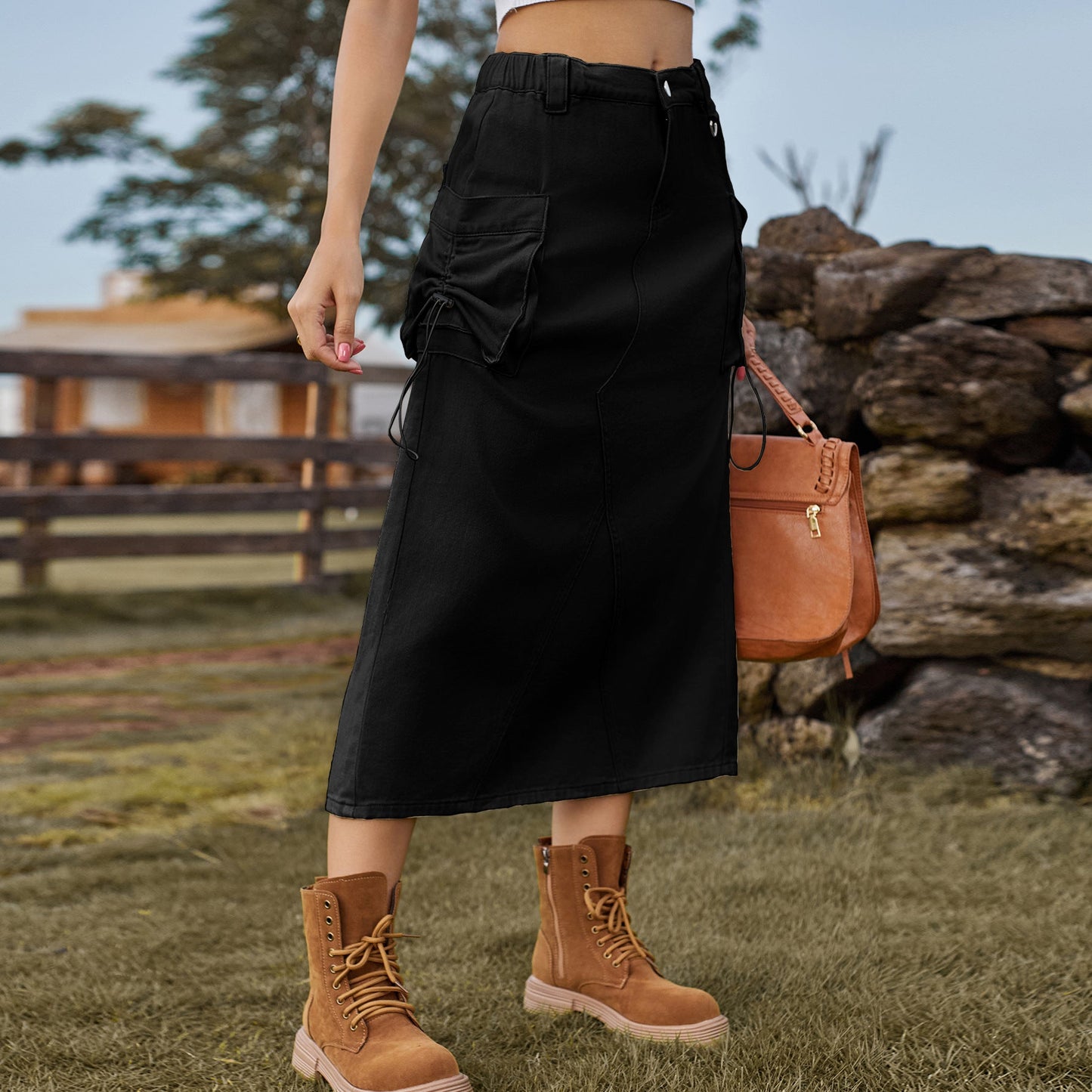 Jupe maxi pour femmes au style utilitaire avec poches pratiques Chic und Stil-Short en jean-PARIS FEMME