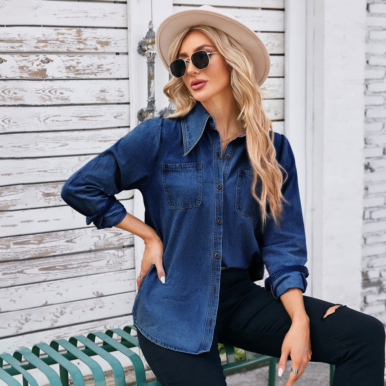 Veste en jean décontractée pour femmes Chic und Stil-Jeans Outfit-PARIS FEMME