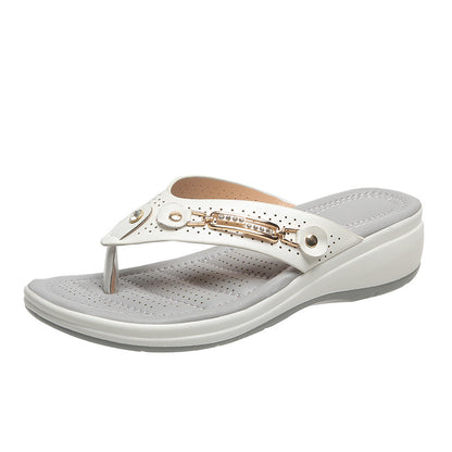 Sandales Femme | Bride Métallique, Semelle Compensée | Grandes Tailles