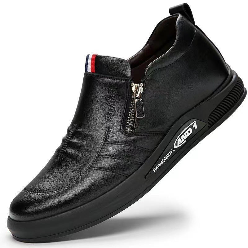Mocassins en cuir pour homme | Noir et blanc | Fermeture éclair