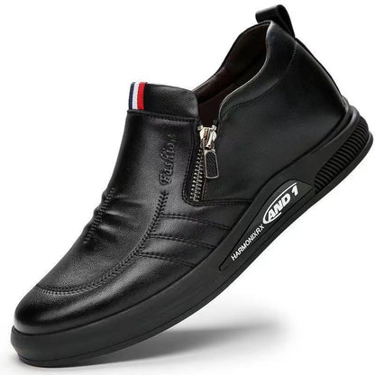Mocassins en cuir pour homme | Noir et blanc | Fermeture éclair