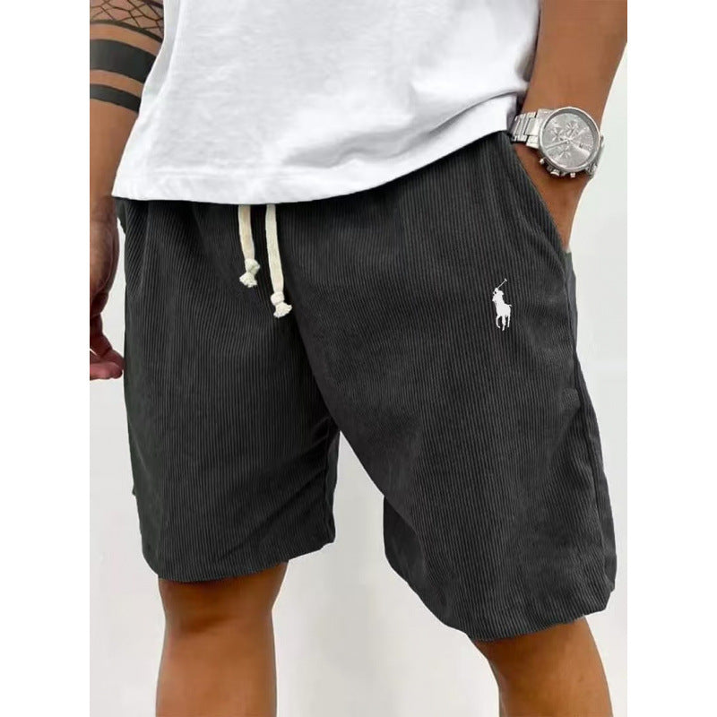 Short homme décontracté | Velours côtelé, taille élastique | Coupe ample