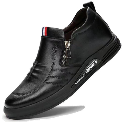 Mocassins en cuir pour homme | Noir et blanc | Fermeture éclair