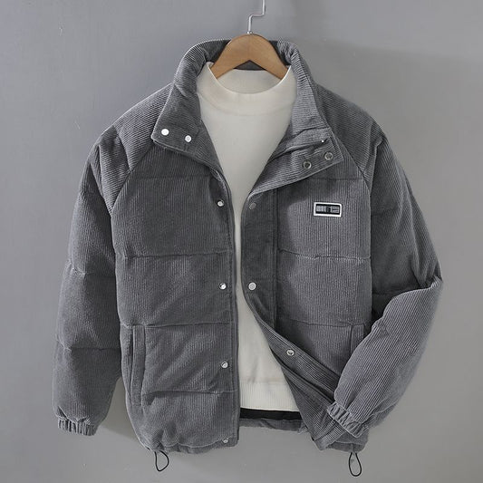 Veste Puffer Velours Côtelé Homme - Chaude - Boutons Pression