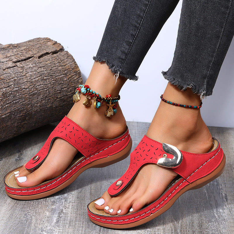 Sandales Compensées | Style Romain, Décor Métal | Plusieurs Coloris