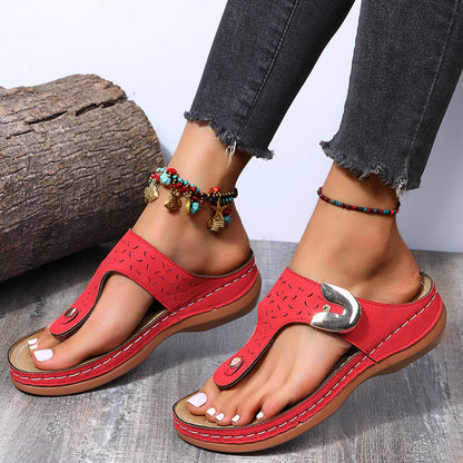 Sandales Compensées | Style Romain, Décor Métal | Plusieurs Coloris