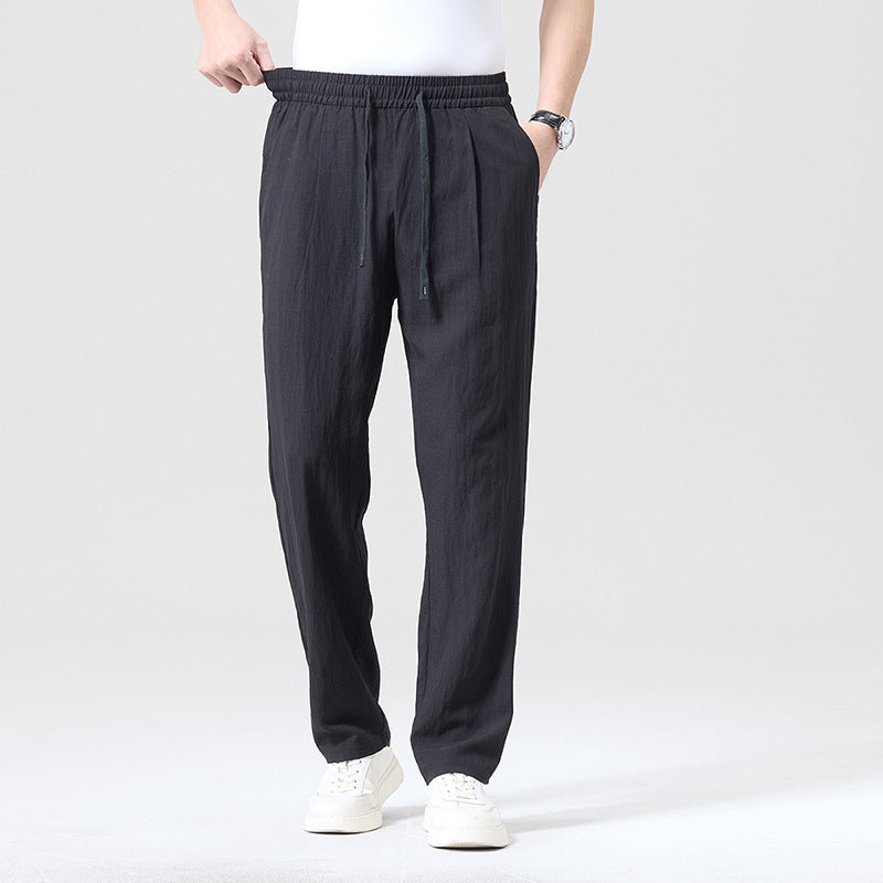 Pantalon en lin pour homme | Coupe décontractée, taille élastiquée | Style zen
