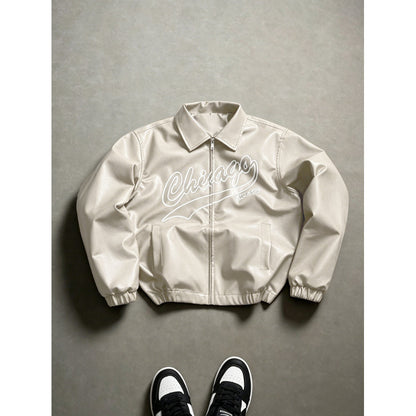 Veste femme similicuir logo streetwear style américain automne hiver