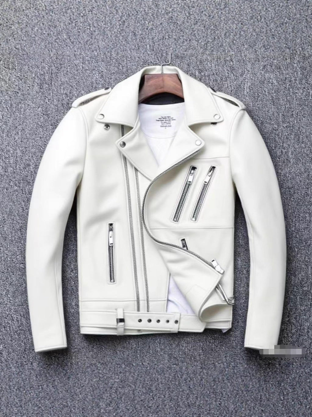 Veste moto homme col revers multi zips style biker