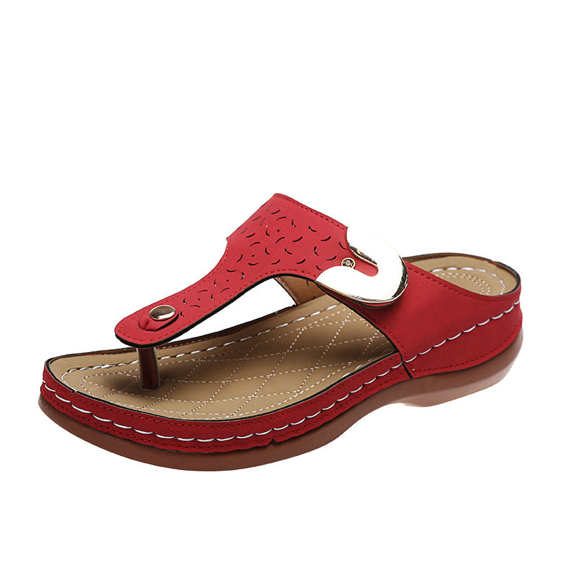 Sandales Compensées | Style Romain, Décor Métal | Plusieurs Coloris