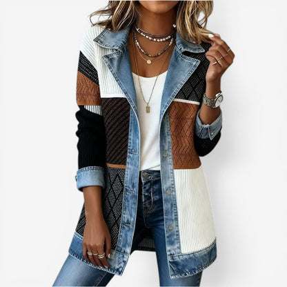 Veste femme effet superposé toucher doux coupe drapée décontractée