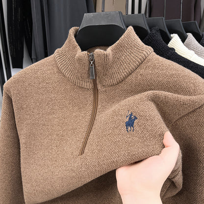 Pull col montant homme zippé doublé polaire épais chaud hiver