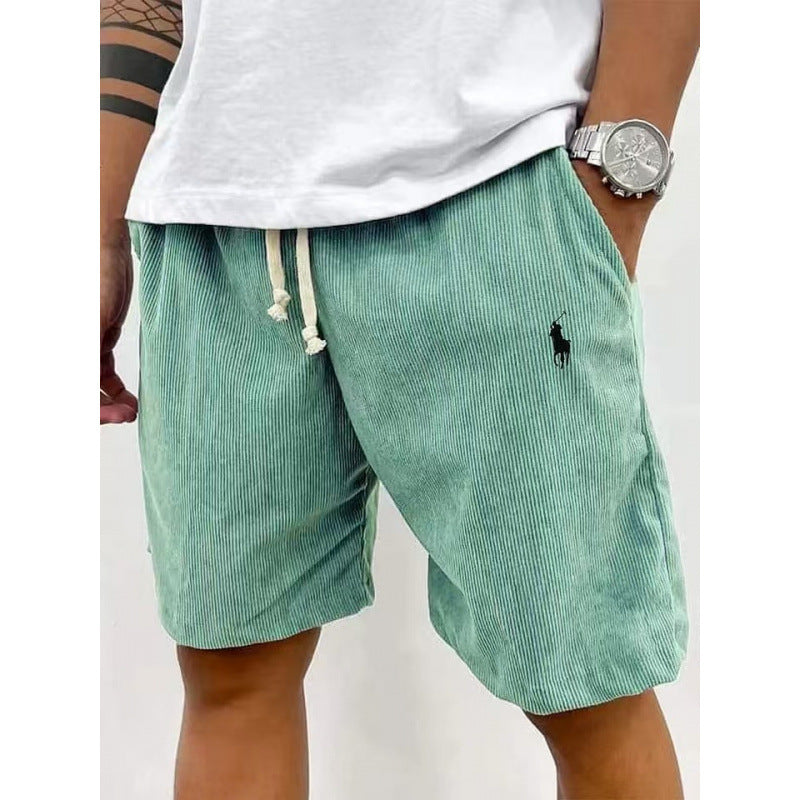 Short homme décontracté | Velours côtelé, taille élastique | Coupe ample