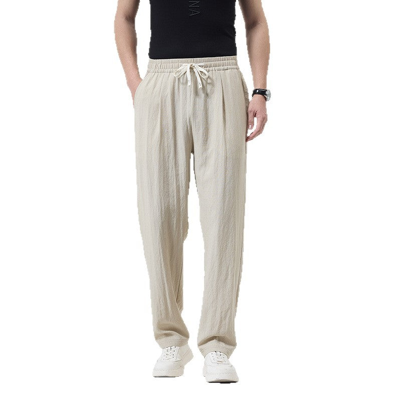 Pantalon en lin pour homme | Coupe décontractée, taille élastiquée | Style zen