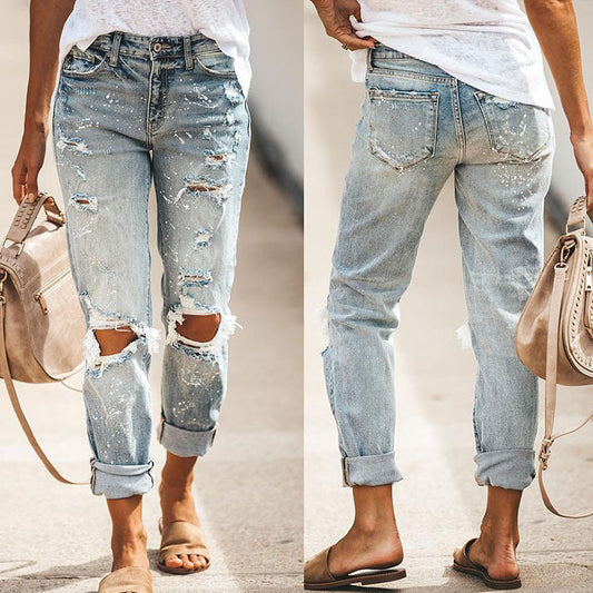 Jeans Boyfriend Destroyed pour femmes avec des détails décontractés Chic und Stil-Jeans-PARIS FEMME