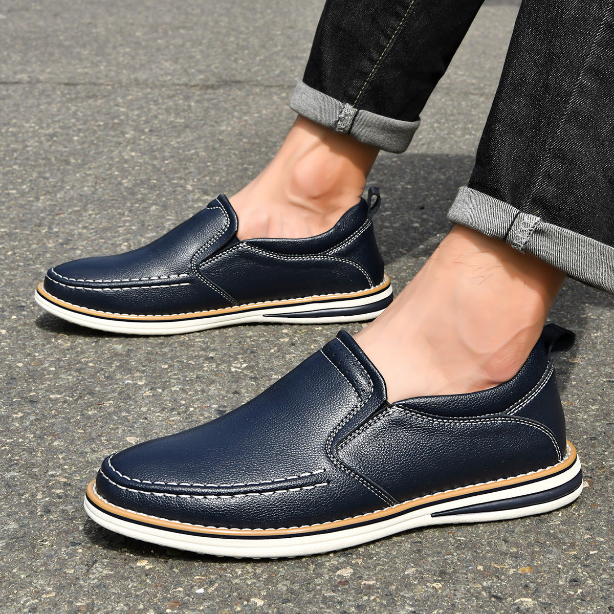 Mocassins Cuir Homme | Confort Souple | Noir, Marron, Bleu
