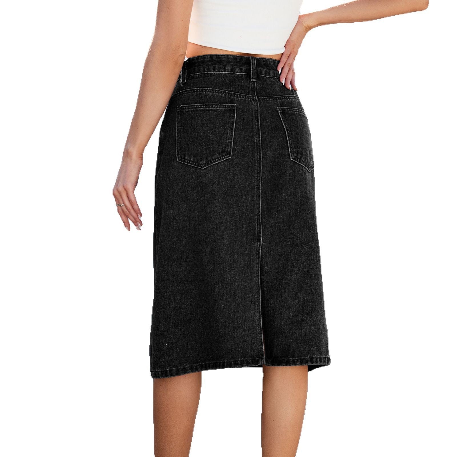 Jupe midi en denim pour femme avec une coupe asymétrique et une taille haute Chic und Stil-Short en jean-PARIS FEMME