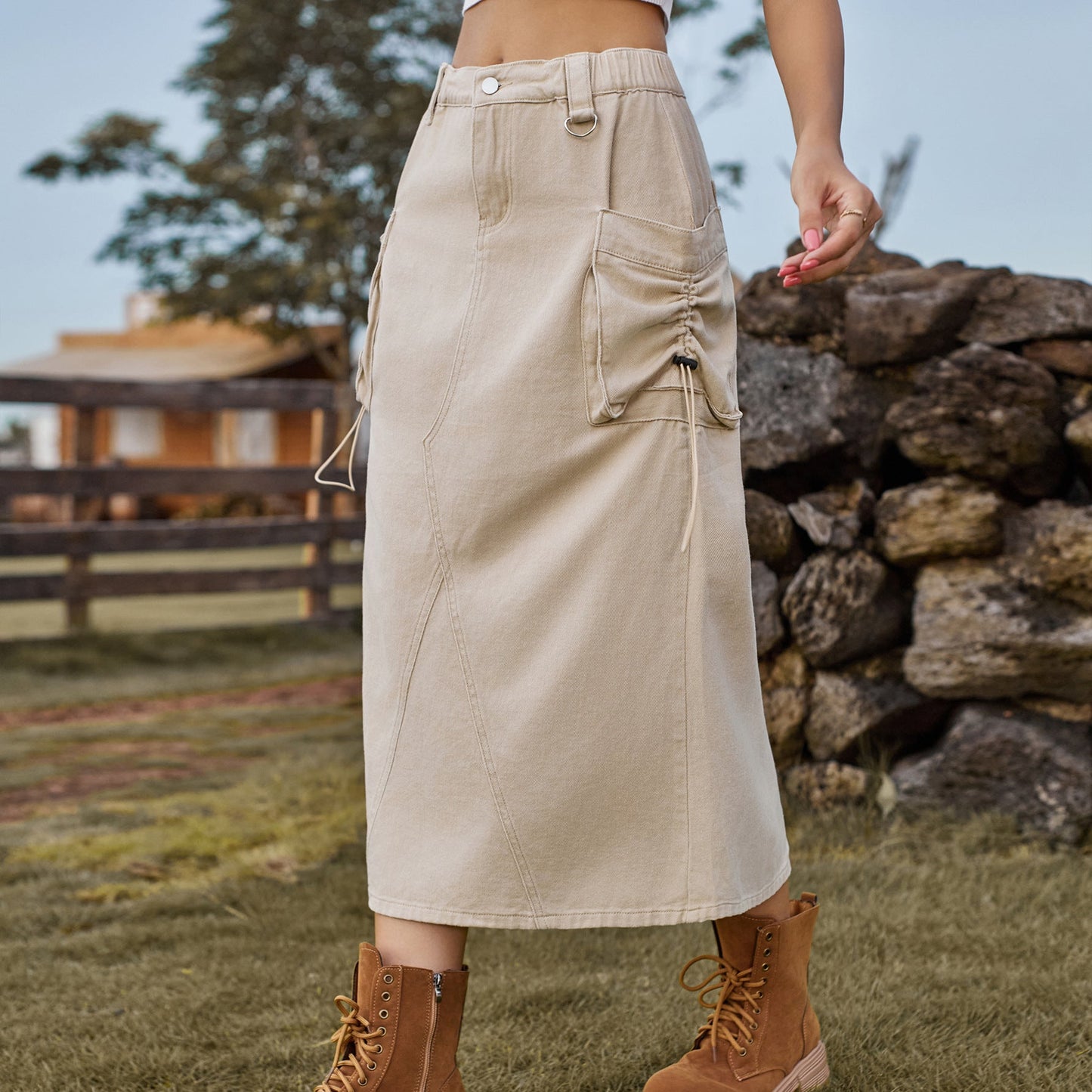 Jupe maxi pour femmes au style utilitaire avec poches pratiques Chic und Stil-Short en jean-PARIS FEMME