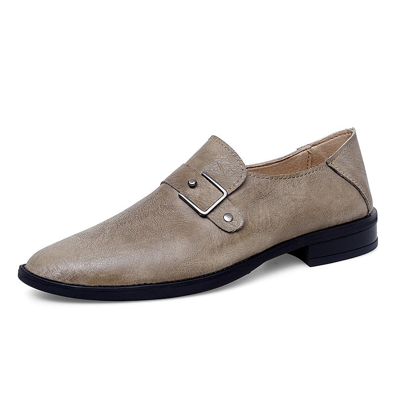 Mocassins cuir hommes | Boucle, élégant | Noir, blanc, kaki