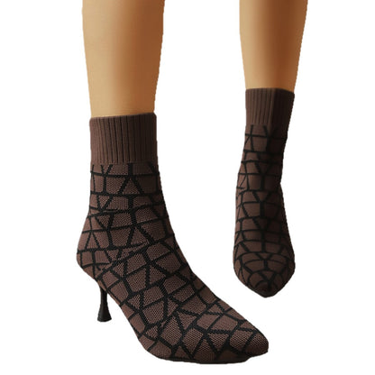 Bottines Femme | Talon Élégant, Chaussettes Intégrées | Noir