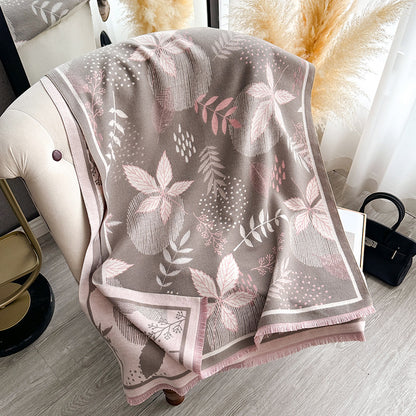 Écharpe femme imitation cachemire épaisse motif floral châle automne hiver 185x65cm