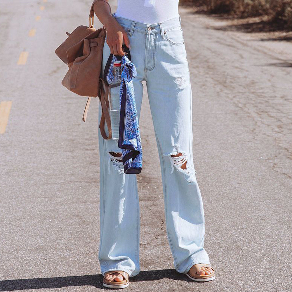 Jeans évasés pour femmes dans un style Destroyed tendance avec taille haute Chic und Stil-Jeans-PARIS FEMME