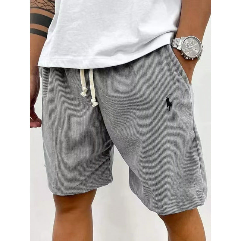 Short homme décontracté | Velours côtelé, taille élastique | Coupe ample