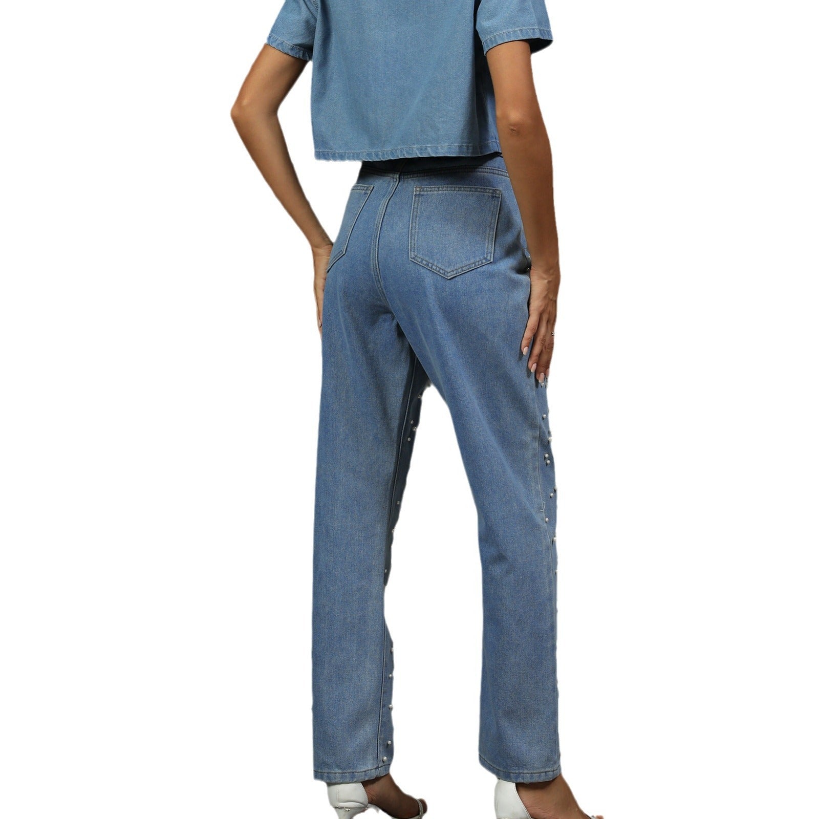 Jeans pour femmes avec décoration de perles Chic und Stil-Jeans-PARIS FEMME