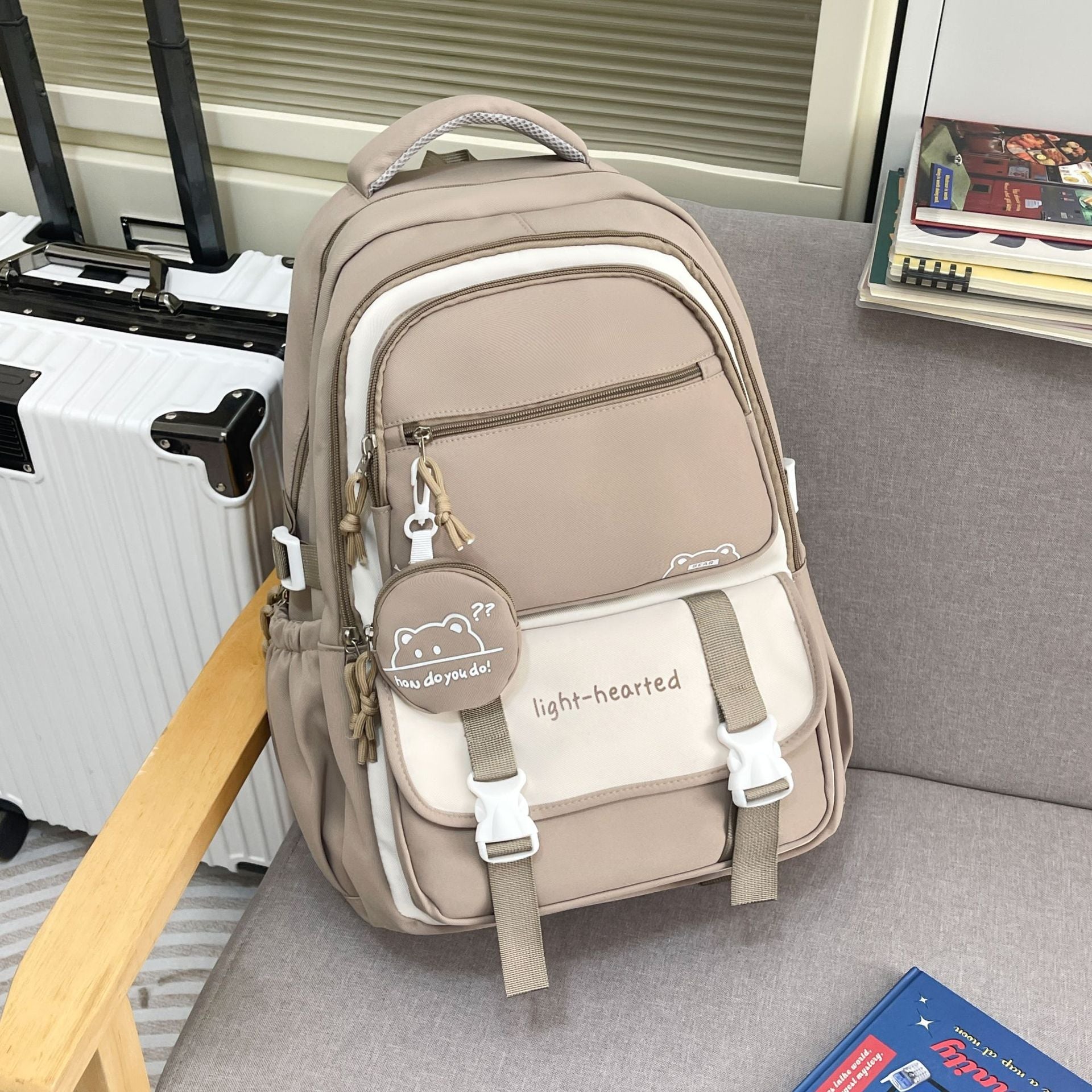 Sac à dos femme | Rangement polyvalent, imperméable | Kaki, gris, rose, bleu, noir
