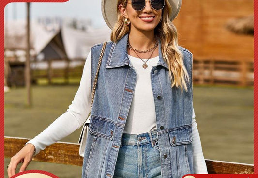 Veste en denim pour femmes au style oversize décontracté avec des poches pratiques Chic und Stil-Jeans Outfit-PARIS FEMME