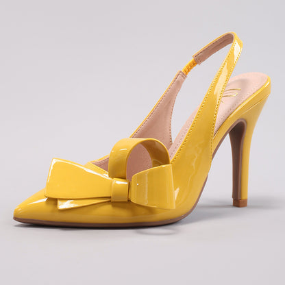 Sandales mariage ivoire strass nœud talon aiguille bout pointu bride arrière