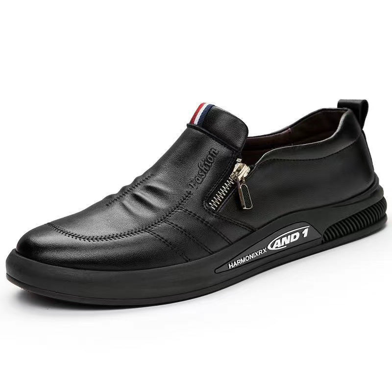 Mocassins en cuir pour homme | Noir et blanc | Fermeture éclair