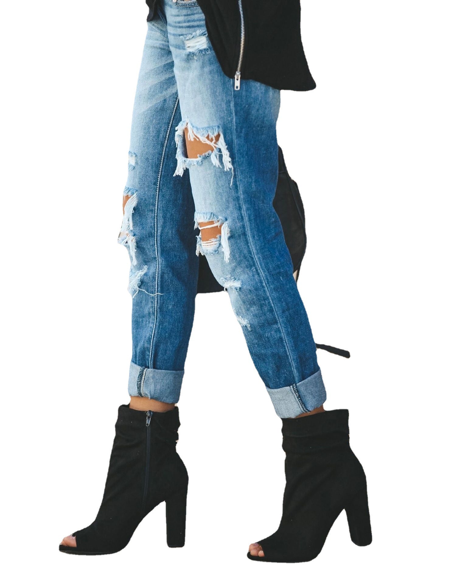 Jeans Boyfriend pour dames avec des détails détruits stylés et taille haute Chic und Stil-Jeans-PARIS FEMME