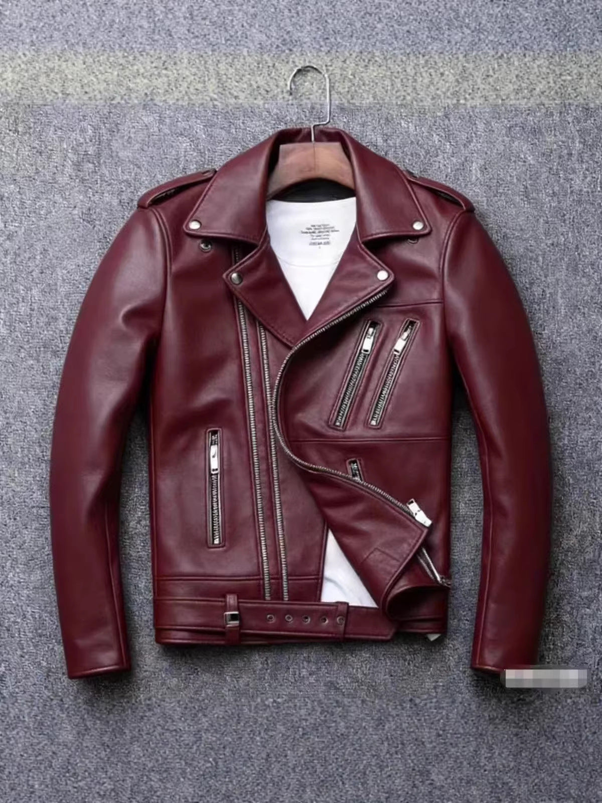 Veste moto homme col revers multi zips style biker