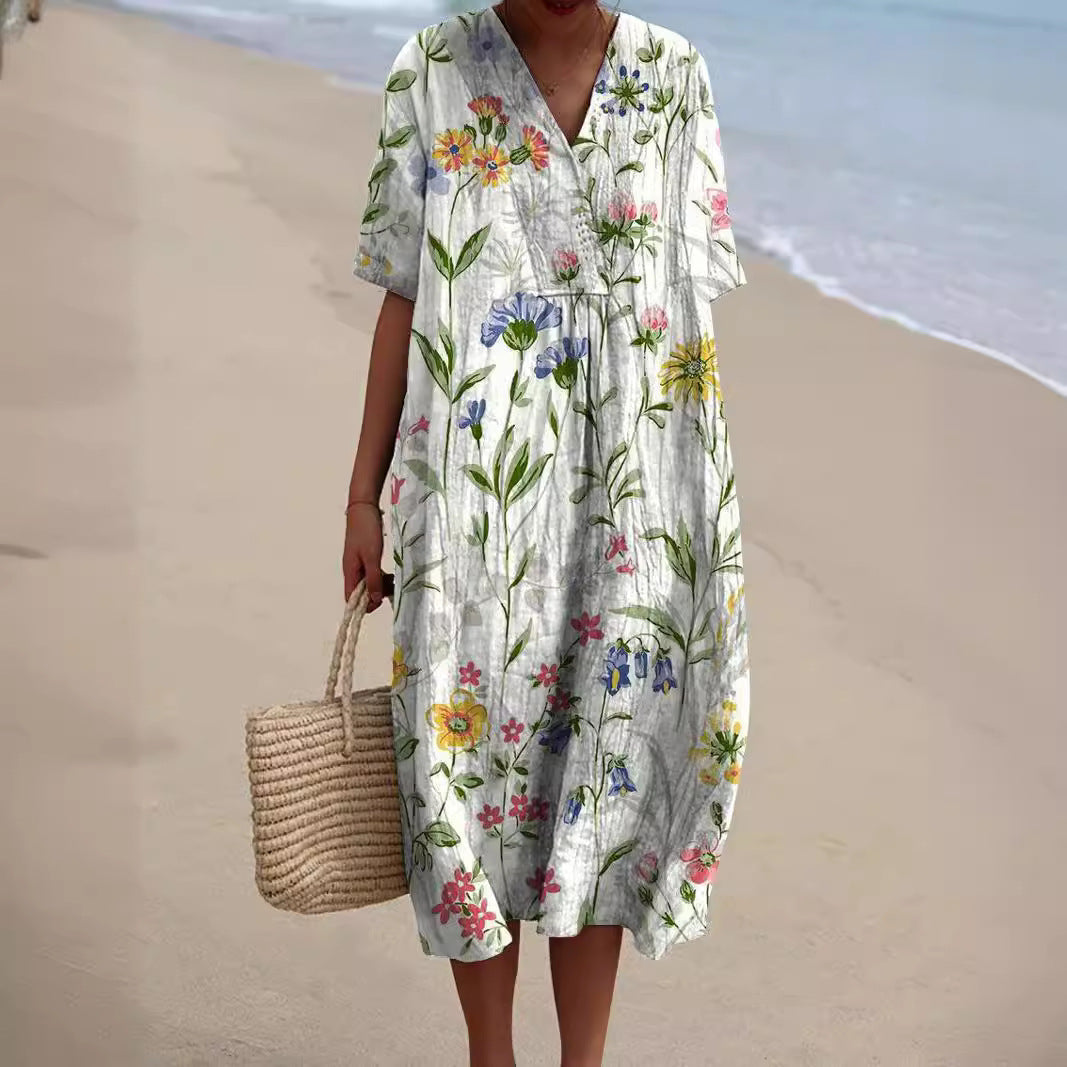 Robe d'Été Fleurie | Femme, Coupe Fluide | Style Bohème Décontracté