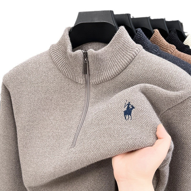 Pull col montant homme zippé doublé polaire épais chaud hiver