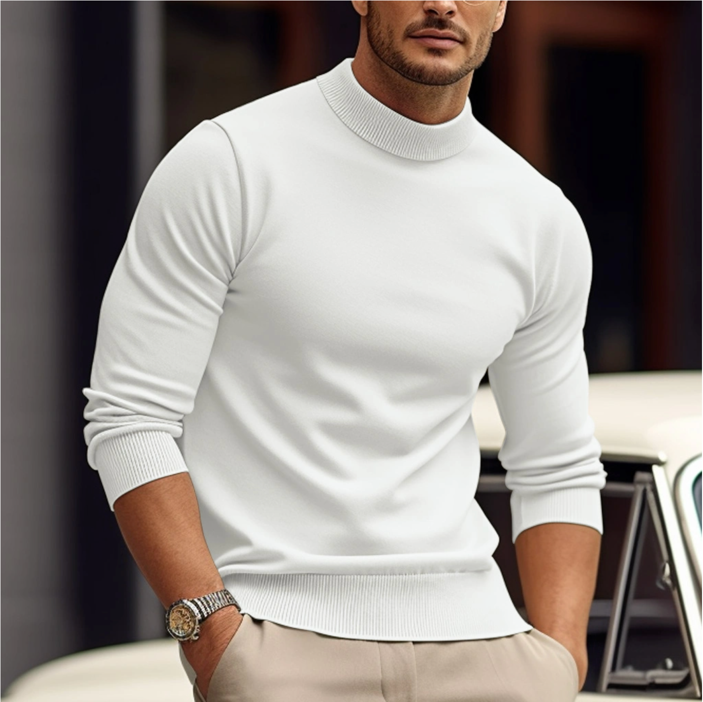 Pull masculin stylé - coton doux - coupe classique