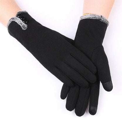 Gants femme hiver tactiles en mélange coton laine, compatibles écran smartphone
