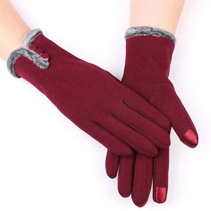 Gants femme hiver tactiles en mélange coton laine, compatibles écran smartphone