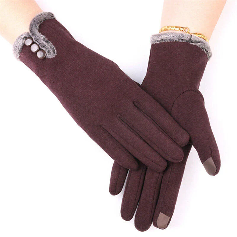 Gants femme hiver tactiles en mélange coton laine, compatibles écran smartphone