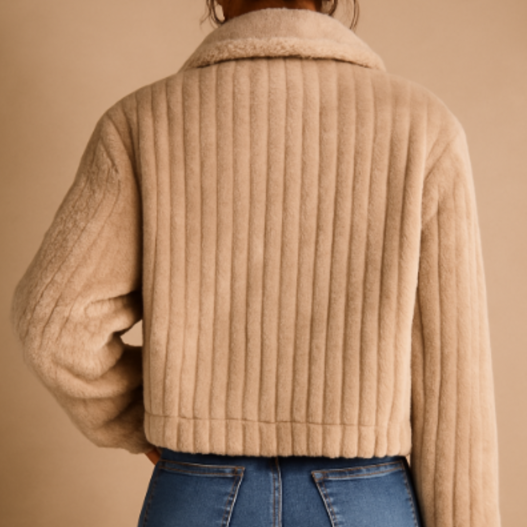 Cardigan femme | Matière teddy douce, coupe courte