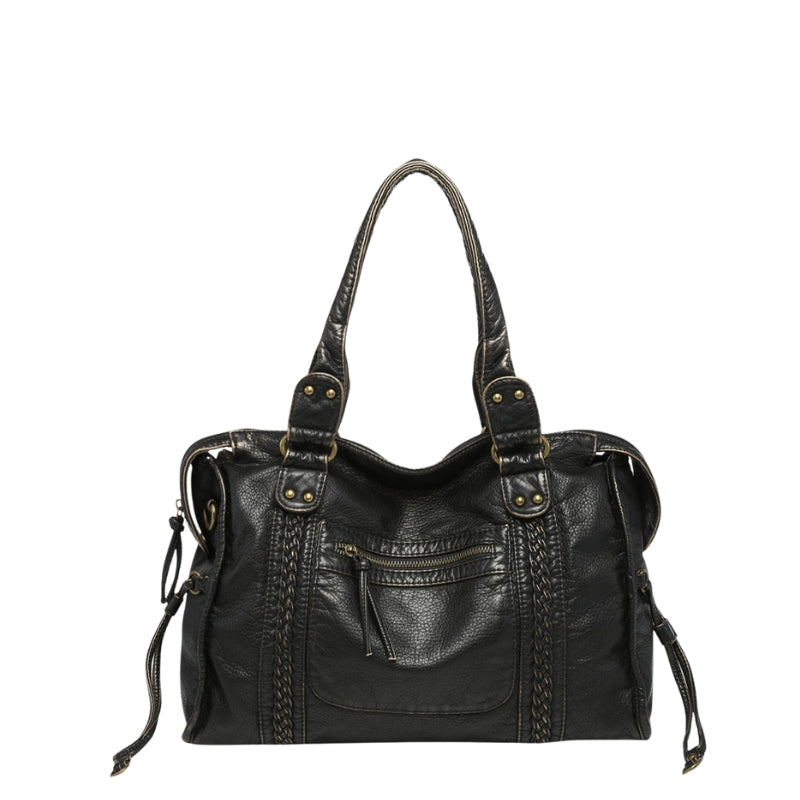 Sac à Main Noir Femme | Bandoulière Cuir Synthétique | Poches à Fermeture