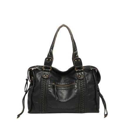 Sac à Main Noir Femme | Bandoulière Cuir Synthétique | Poches à Fermeture