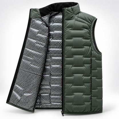 Piumino smanicato da uomo | Ultral leggero, impermeabile | Imbottitura in piuma