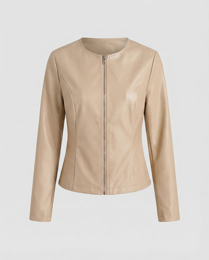 Veste Motard Femme | Cuir Vintage, Manches Longues | Noir