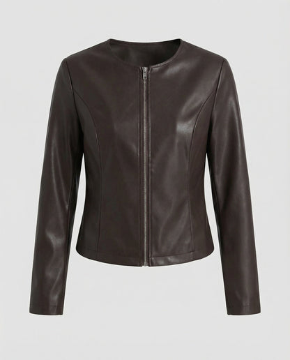 Veste Motard Femme | Cuir Vintage, Manches Longues | Noir